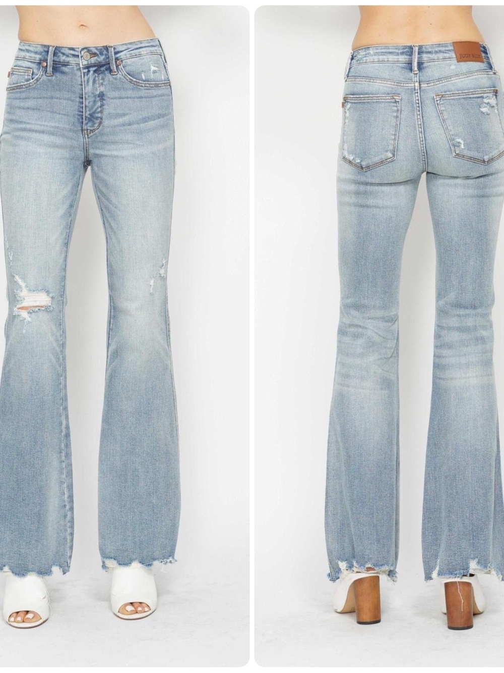 Judy Blue Destroy Flare Denim Jeans Women’s Size 3/26 Light Wash